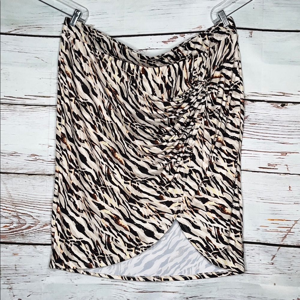 Torrid NWT 4 Watercolor Zebra Animal Print Side Knit Studio Knit Midi Wrap Skirt